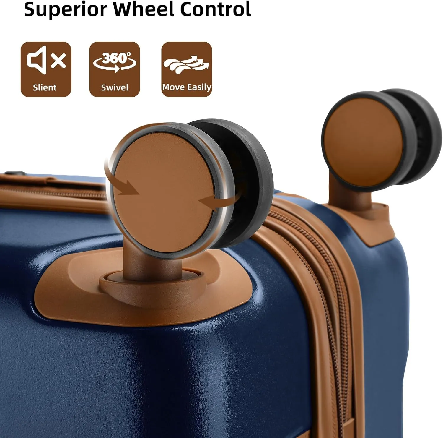 LARVENDER Luggage Sets 3 Piece, Expandable Carry on Luggage 22x14x9 Airline Approved Hardshell Suitcases with Spinner Wheels TSA Lock, Vintage Rolling Luggage for Men and Women, Navy Blue