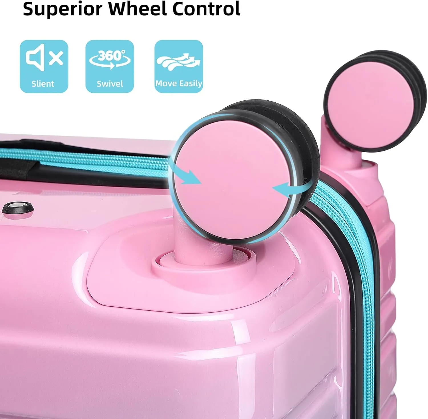 LARVENDER Luggage Sets 6 Piece, Expandable PC ABS Hardside Multicolor Suitcase Sets with TSA Lock Double Spinner Wheels, Cotton Candy