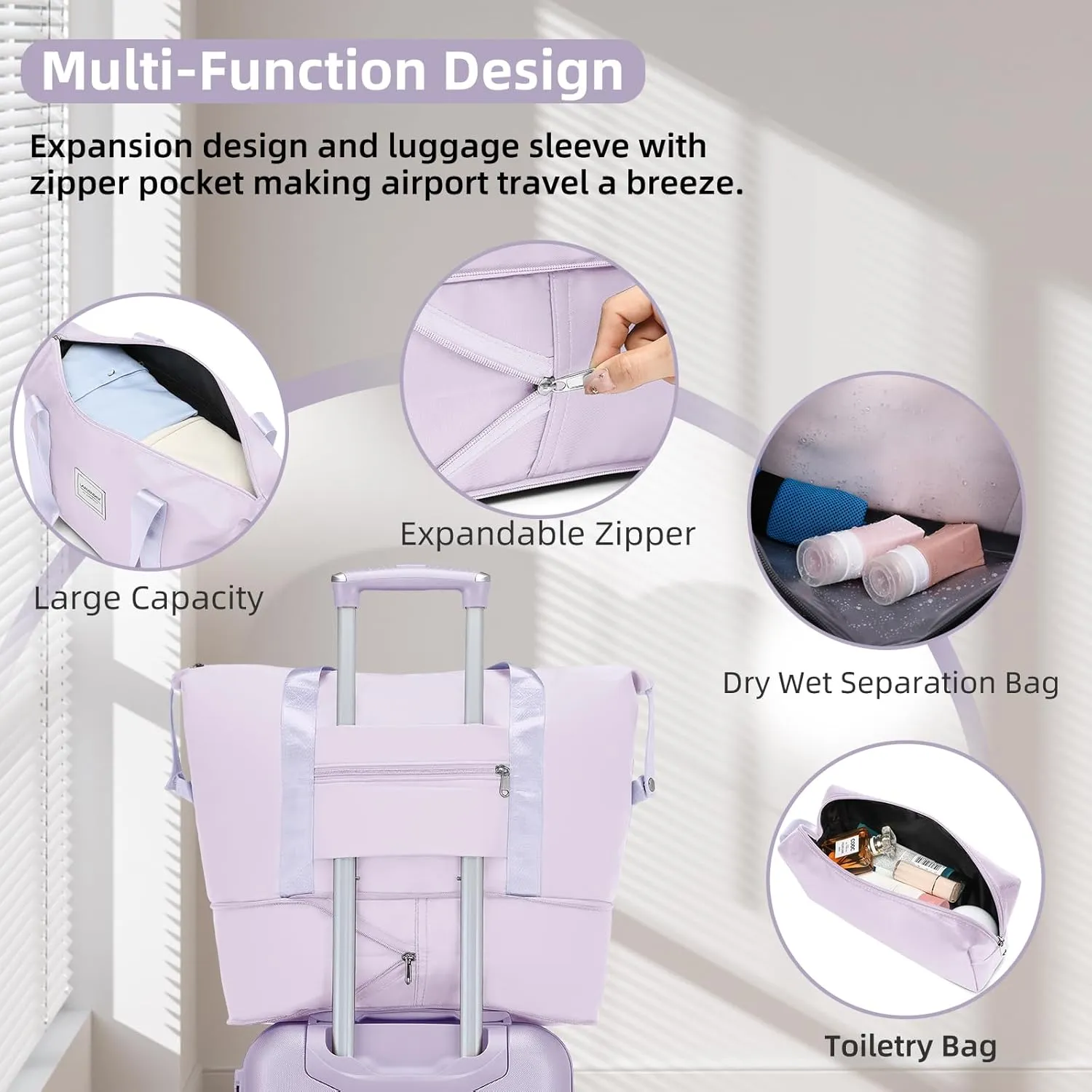 LARVENDER Luggage Sets 6 Piece Hardshell Expandable Suitcases with Spinner Wheels TSA Lock, Lightweight ABS Travel Carry On Suitcase Set for Women, Lilac
