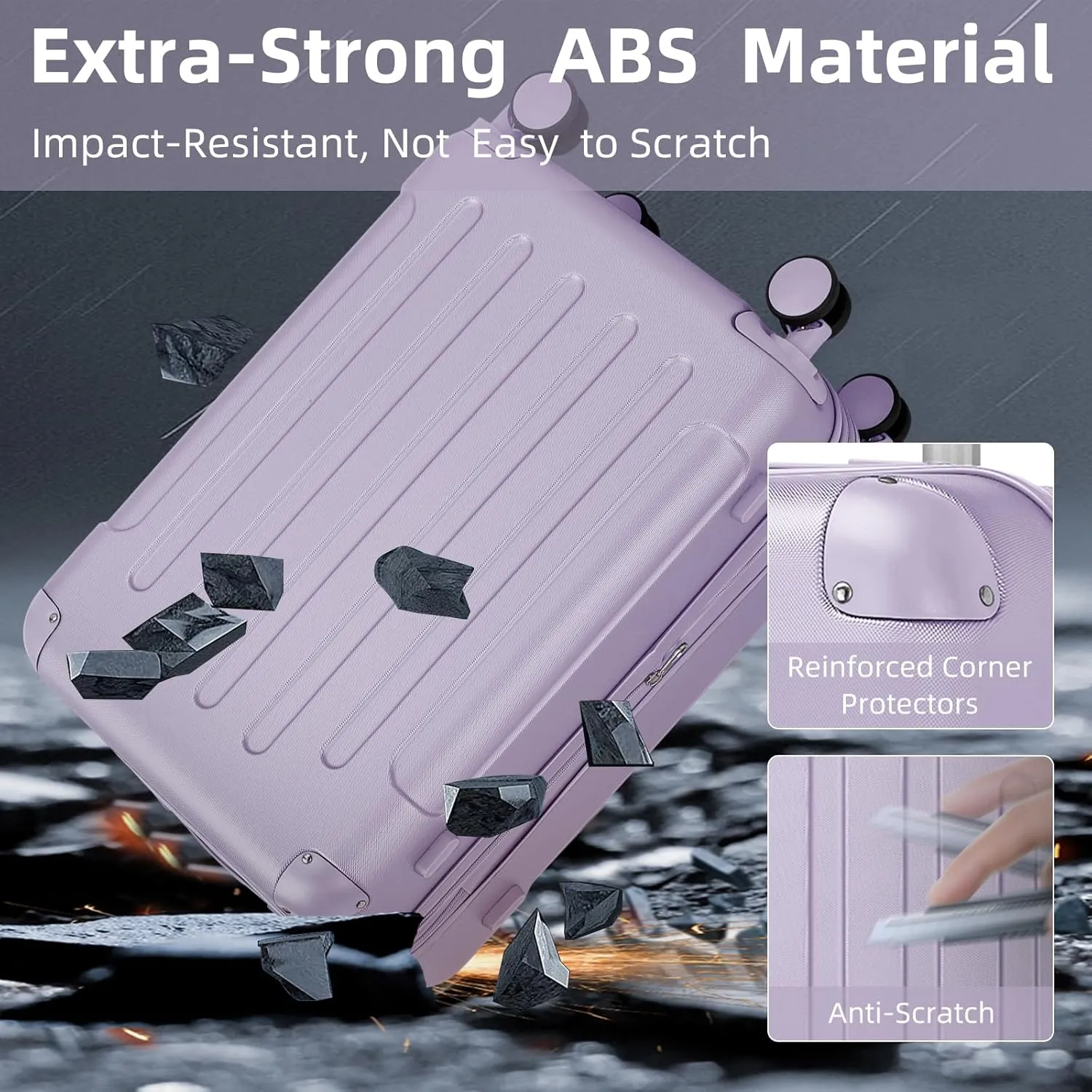 LARVENDER Luggage Sets 6 Piece Hardshell Expandable Suitcases with Spinner Wheels TSA Lock, Lightweight ABS Travel Carry On Suitcase Set for Women, Lilac