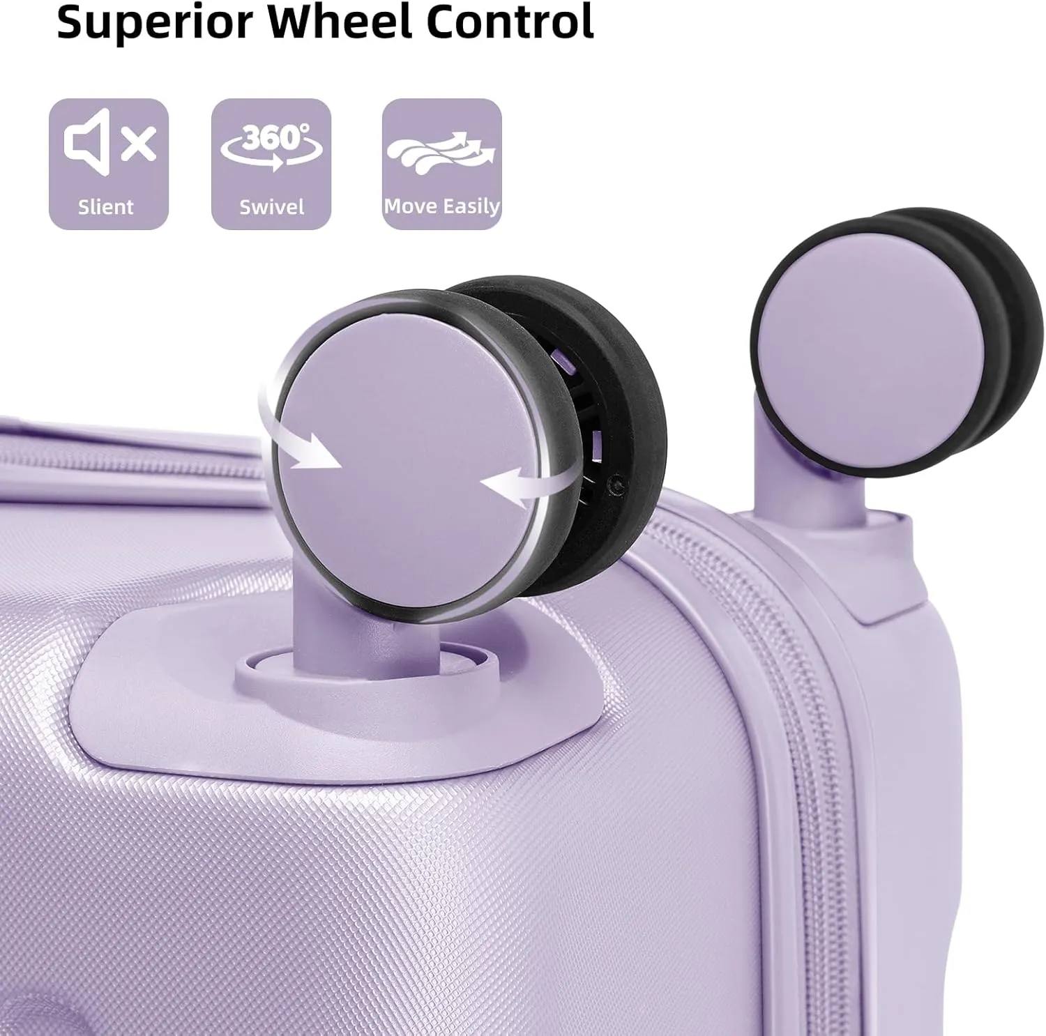 LARVENDER Luggage Sets 6 Piece Hardshell Expandable Suitcases with Spinner Wheels TSA Lock, Lightweight ABS Travel Carry On Suitcase Set for Women, Lilac