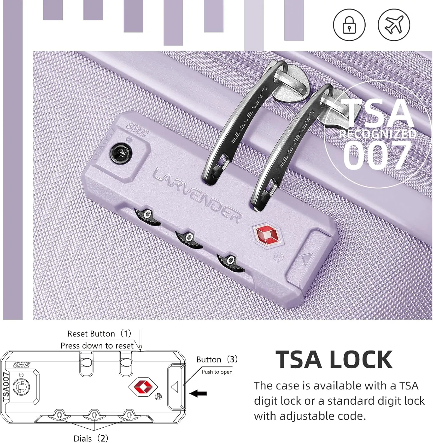 LARVENDER Luggage Sets 6 Piece Hardshell Expandable Suitcases with Spinner Wheels TSA Lock, Lightweight ABS Travel Carry On Suitcase Set for Women, Lilac