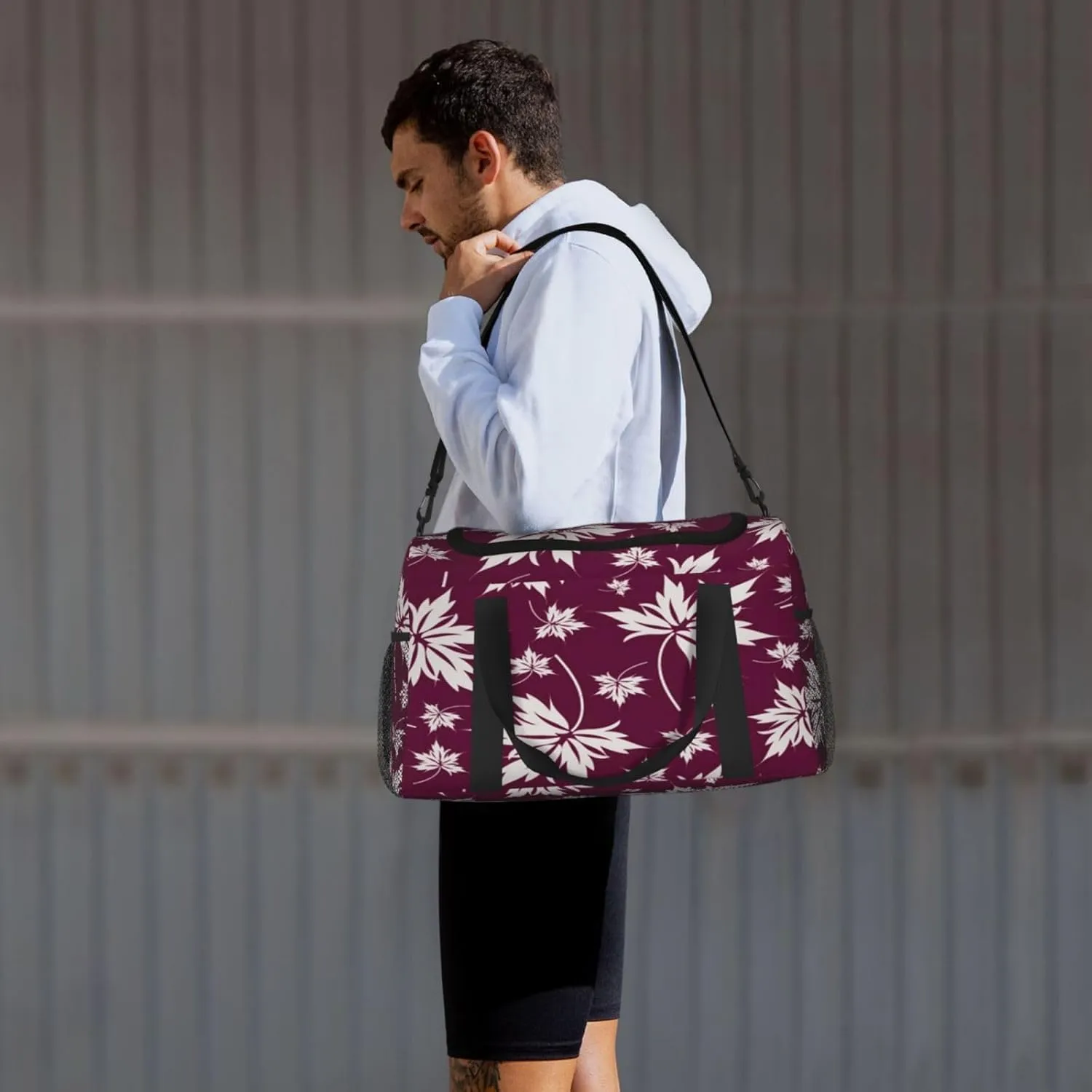 Leaf Pattern Travel Duffel Bag Large Foldable Waterproof Overnight Bag For Beach Swim Bags Pool Sports Gym