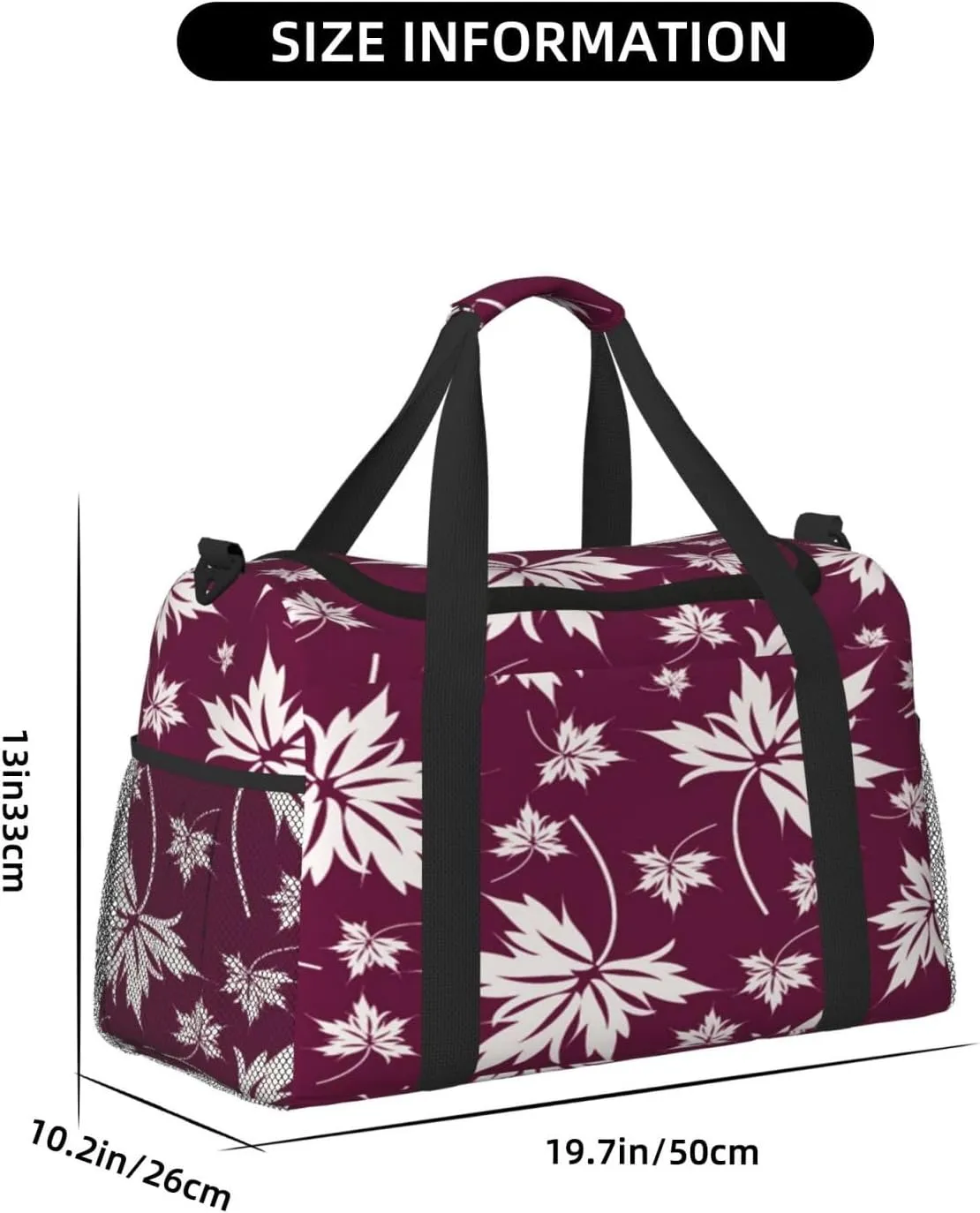 Leaf Pattern Travel Duffel Bag Large Foldable Waterproof Overnight Bag For Beach Swim Bags Pool Sports Gym
