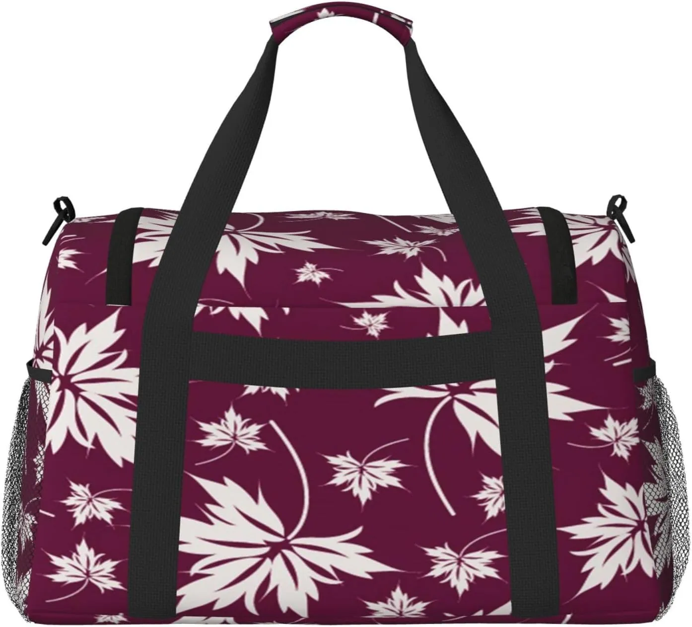Leaf Pattern Travel Duffel Bag Large Foldable Waterproof Overnight Bag For Beach Swim Bags Pool Sports Gym