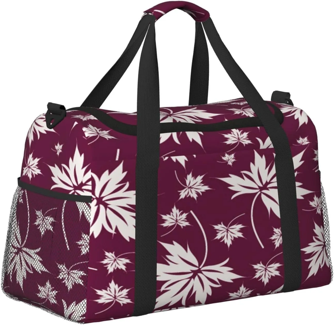Leaf Pattern Travel Duffel Bag Large Foldable Waterproof Overnight Bag For Beach Swim Bags Pool Sports Gym
