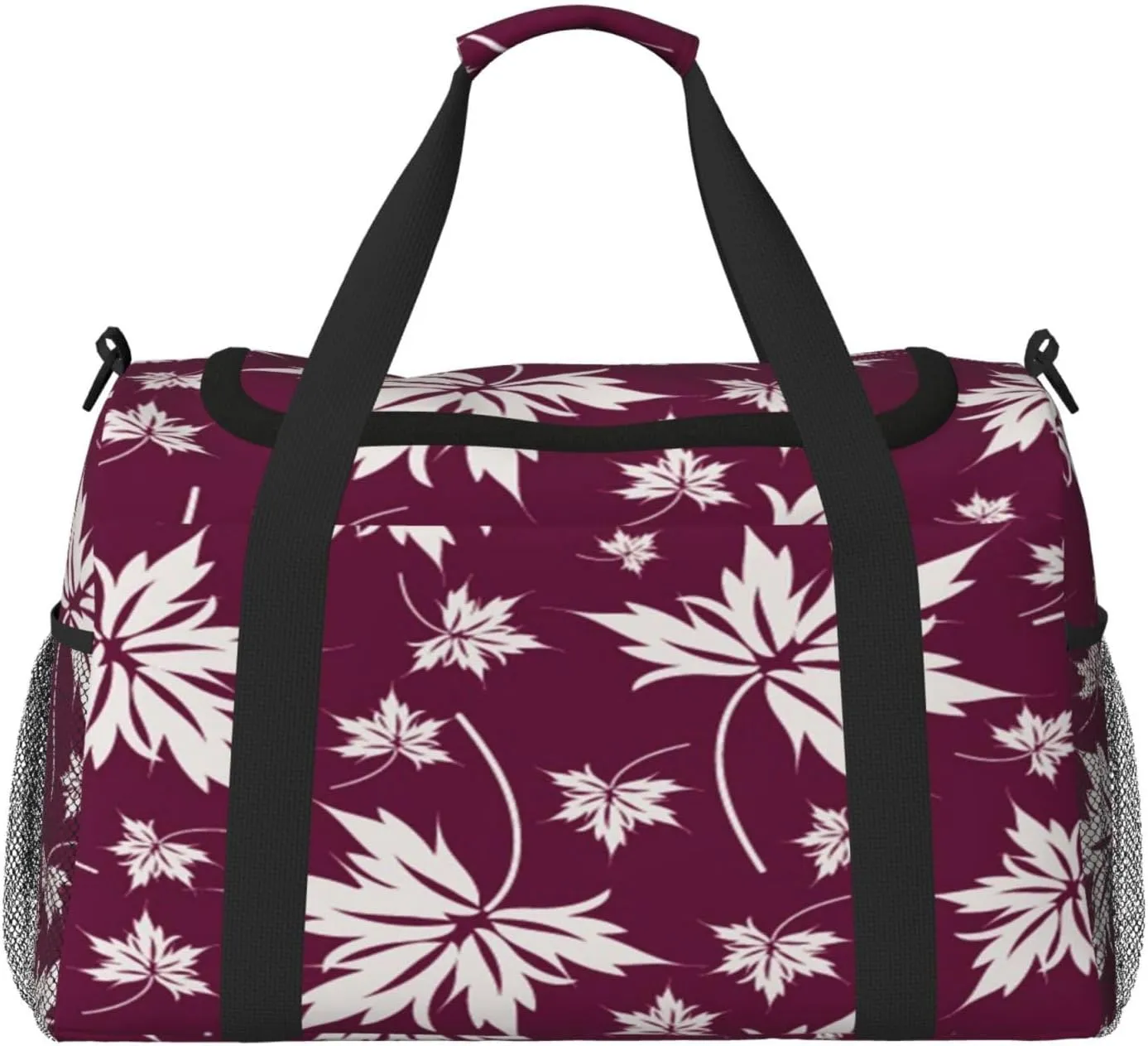 Leaf Pattern Travel Duffel Bag Large Foldable Waterproof Overnight Bag For Beach Swim Bags Pool Sports Gym