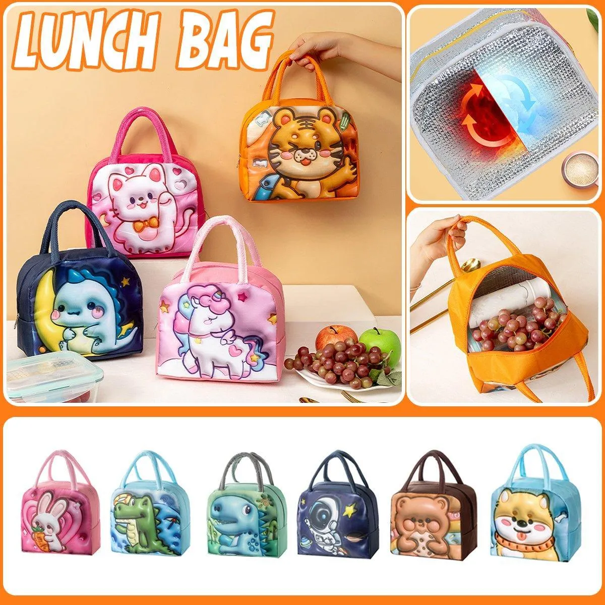 Leak Proof Lunch Bag 11Styles 1PC