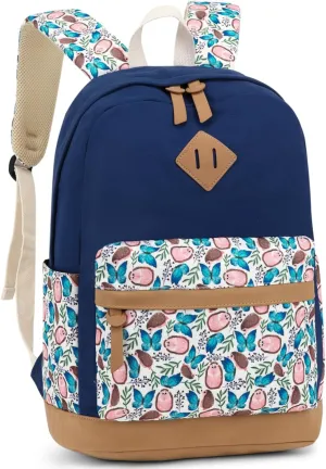 Leaper Girls Cute Backpack for School Laptop Backpack Canvas Travel Backpack for Women Kids Backpack College Kawaii Bookbag Hedgehog Dark Blue