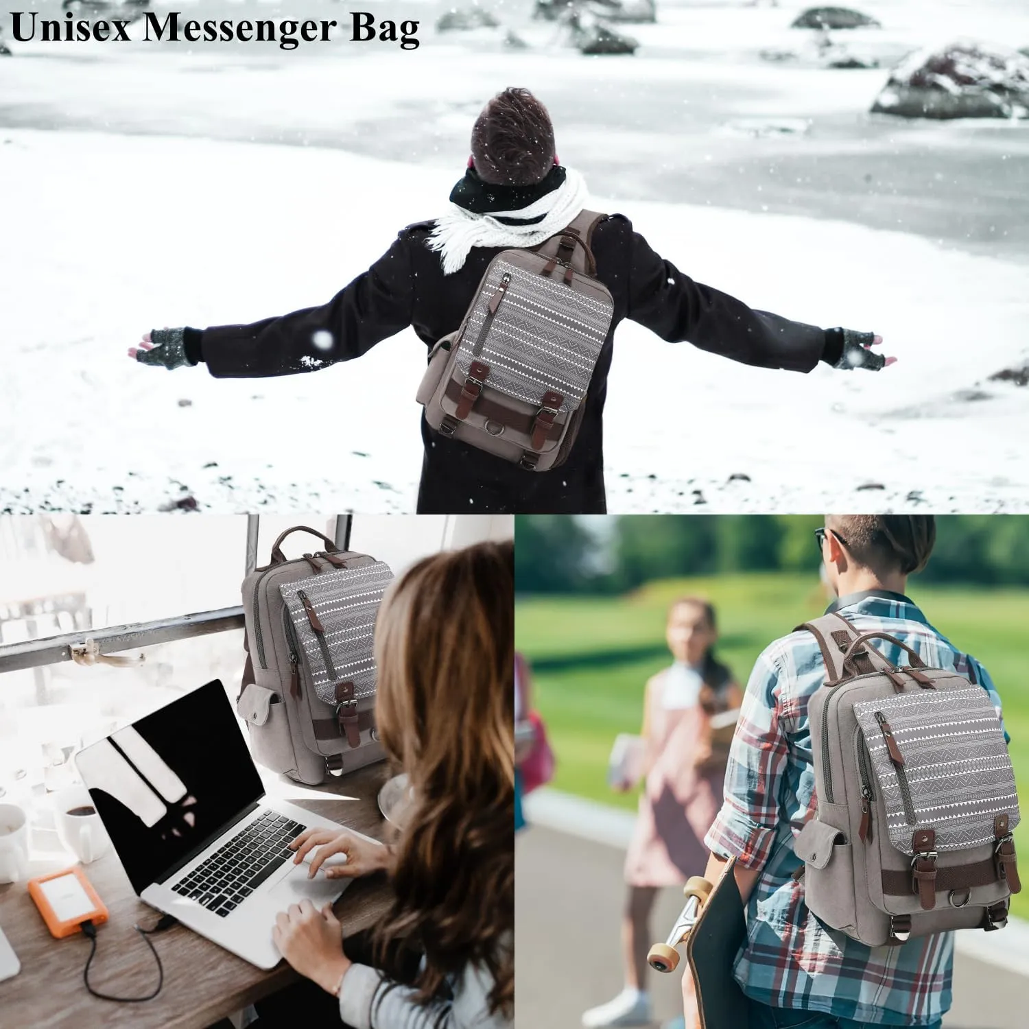 Leaper Retro Crossbody Bag Sling Bag Canvas Messenger Bag for Men Women Shoulder Bag Crossbody Handbags Satchel Travel Bag