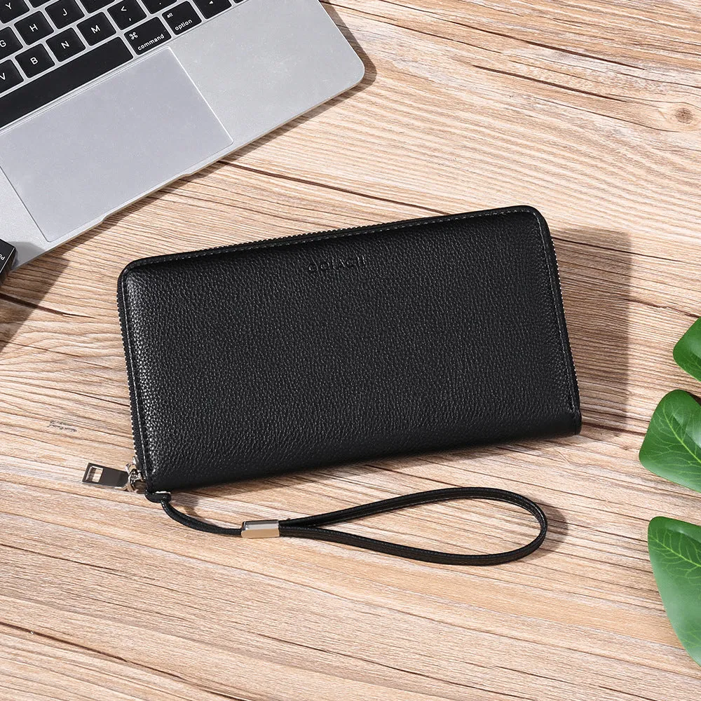 Leather Business ID Credit Card Holder RFID Zipper Wallet