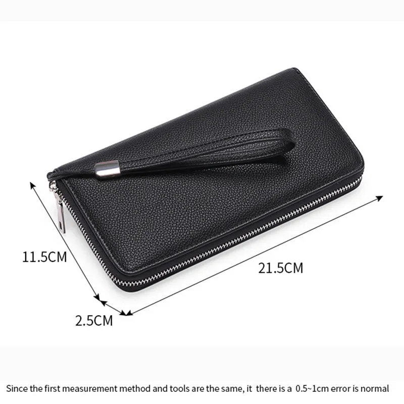 Leather Business ID Credit Card Holder RFID Zipper Wallet