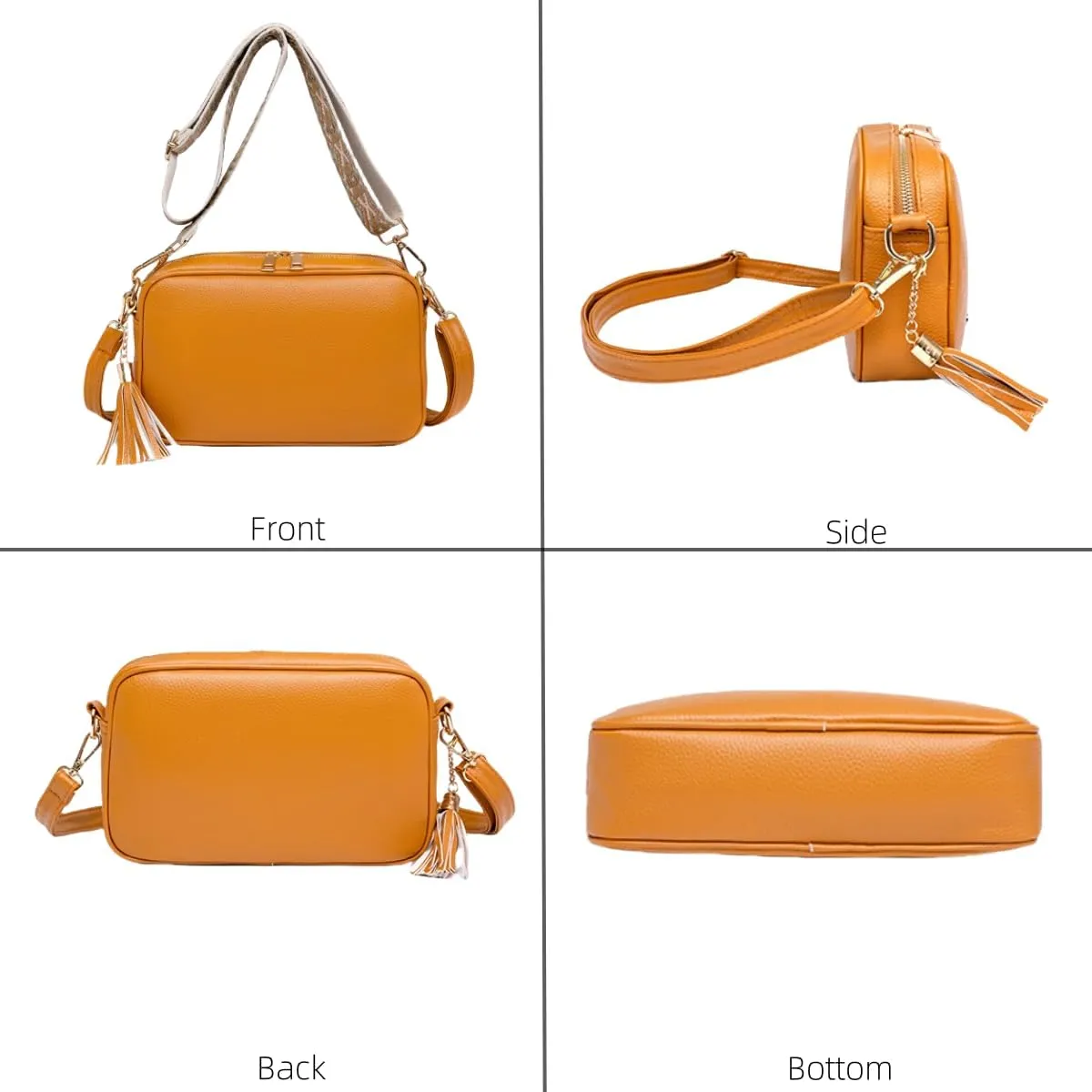 Leather Crossbody Bag for Women, Small Camera Purse Soft Shoulder Handbag Lightweight Evening Purse