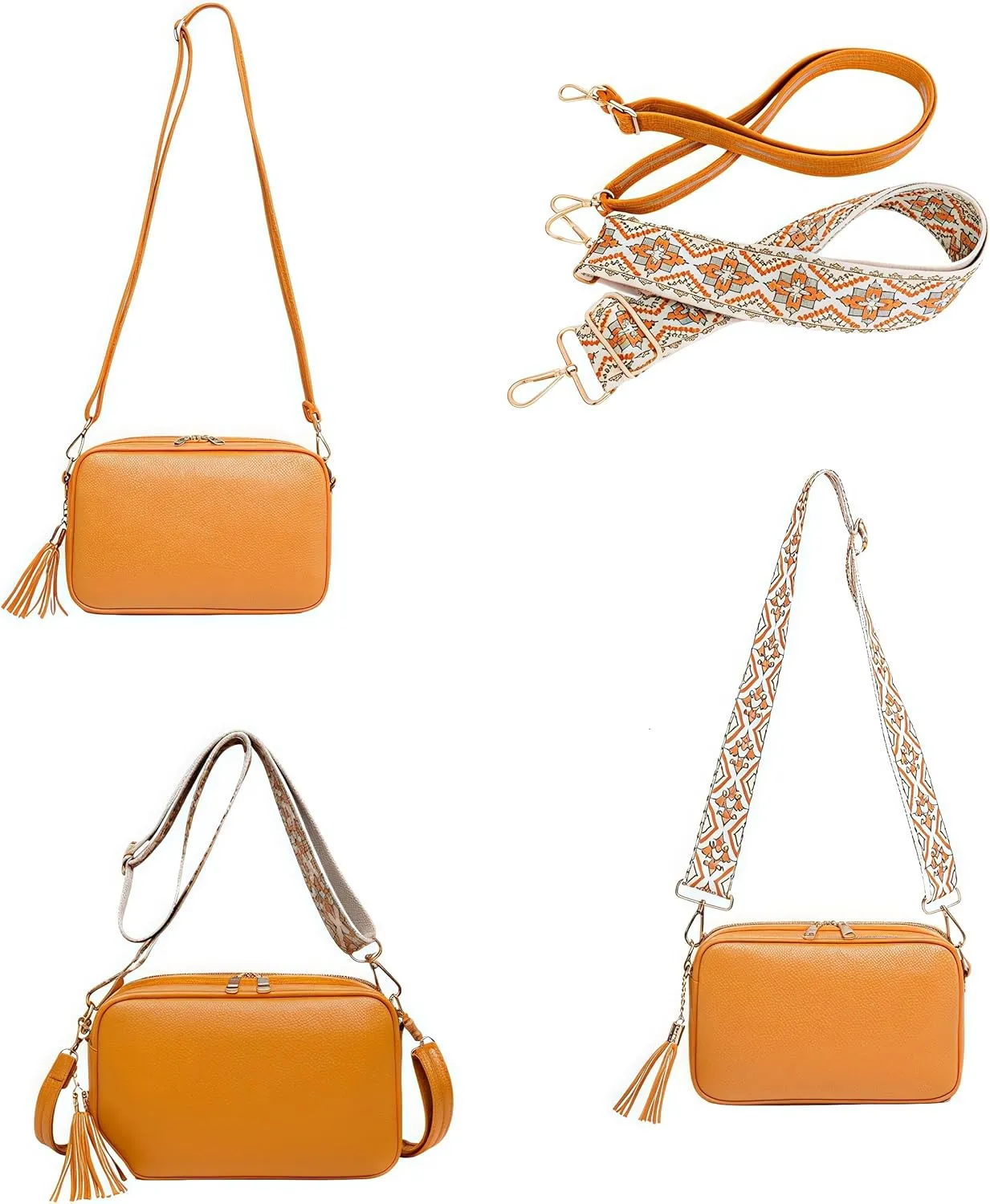 Leather Crossbody Bag for Women, Small Camera Purse Soft Shoulder Handbag Lightweight Evening Purse