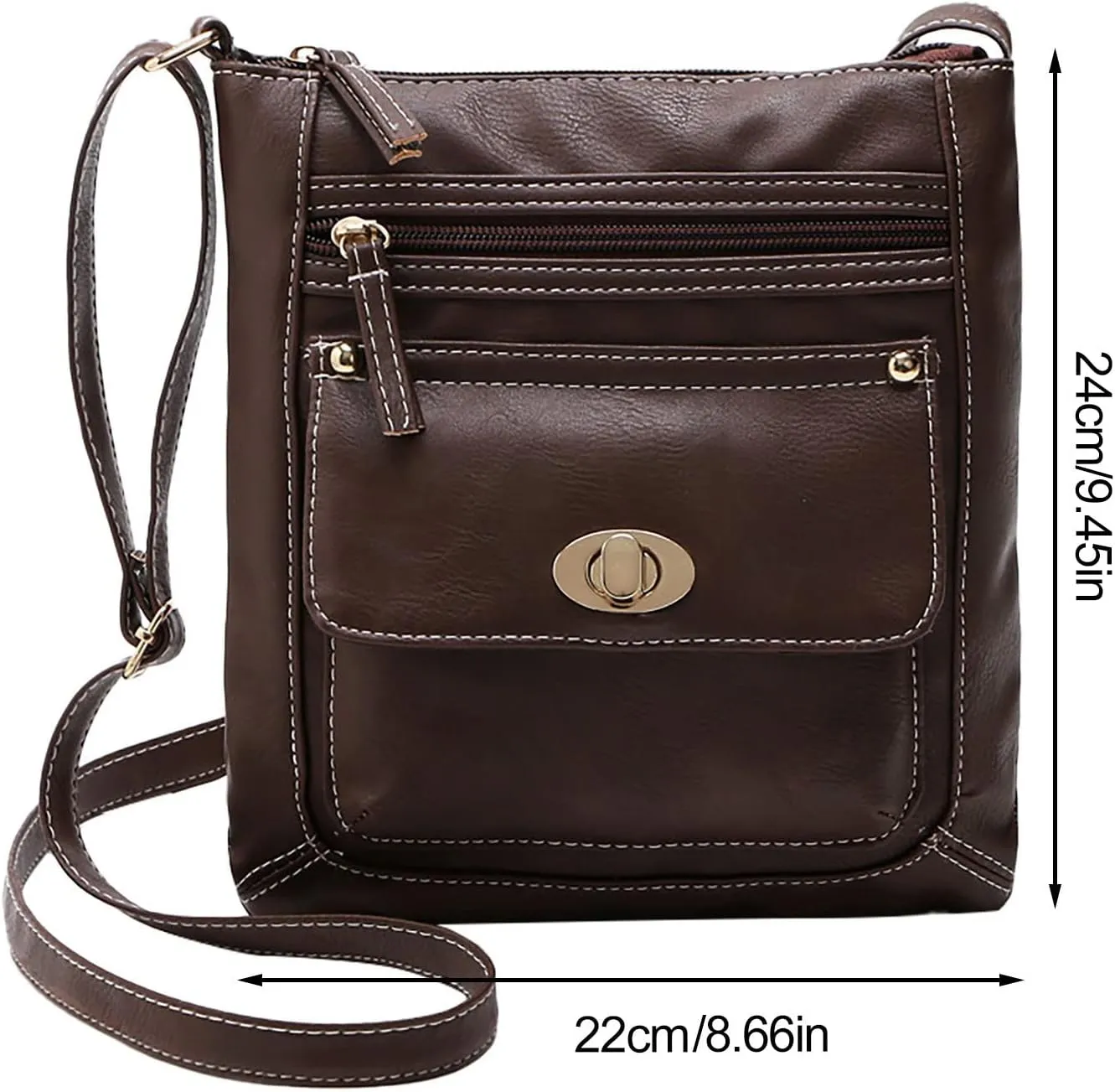 Leather Crossbody Bags for Women Ladies Fashion Solid Color Leather Large Capacity Adjustable Shoulder Belt