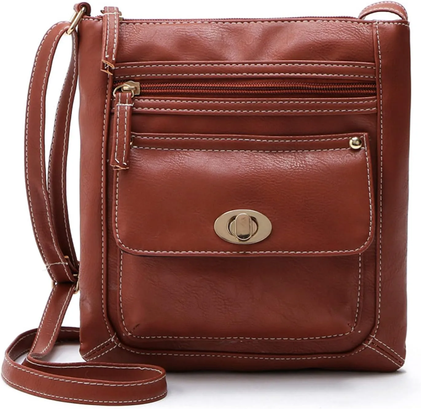 Leather Crossbody Bags for Women Ladies Fashion Solid Color Leather Large Capacity Adjustable Shoulder Belt