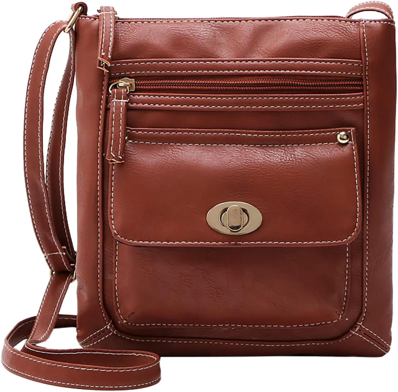 Leather Crossbody Bags for Women Ladies Fashion Solid Color Leather Large Capacity Adjustable Shoulder Belt