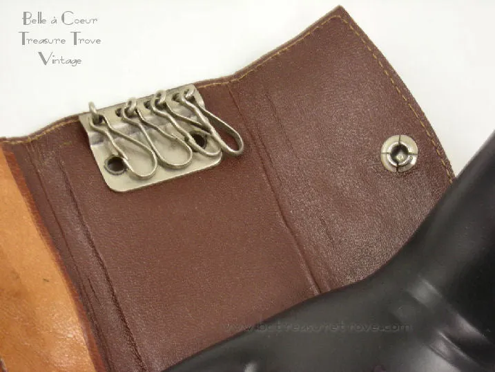 Leather Key Case Hand Tooled 4 Hooks Vintage Mexico Eagle Sombrero Cactus Guitar