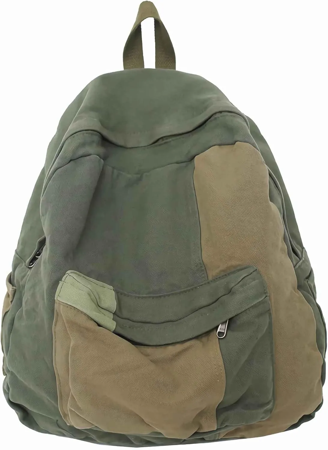Lefe Liee vintage aesthetic canvas backpack for women men, hippie green small rucksack boho grunge bags, hemp lightweight day pack, casual daypack sage green japanese high y2k backpack