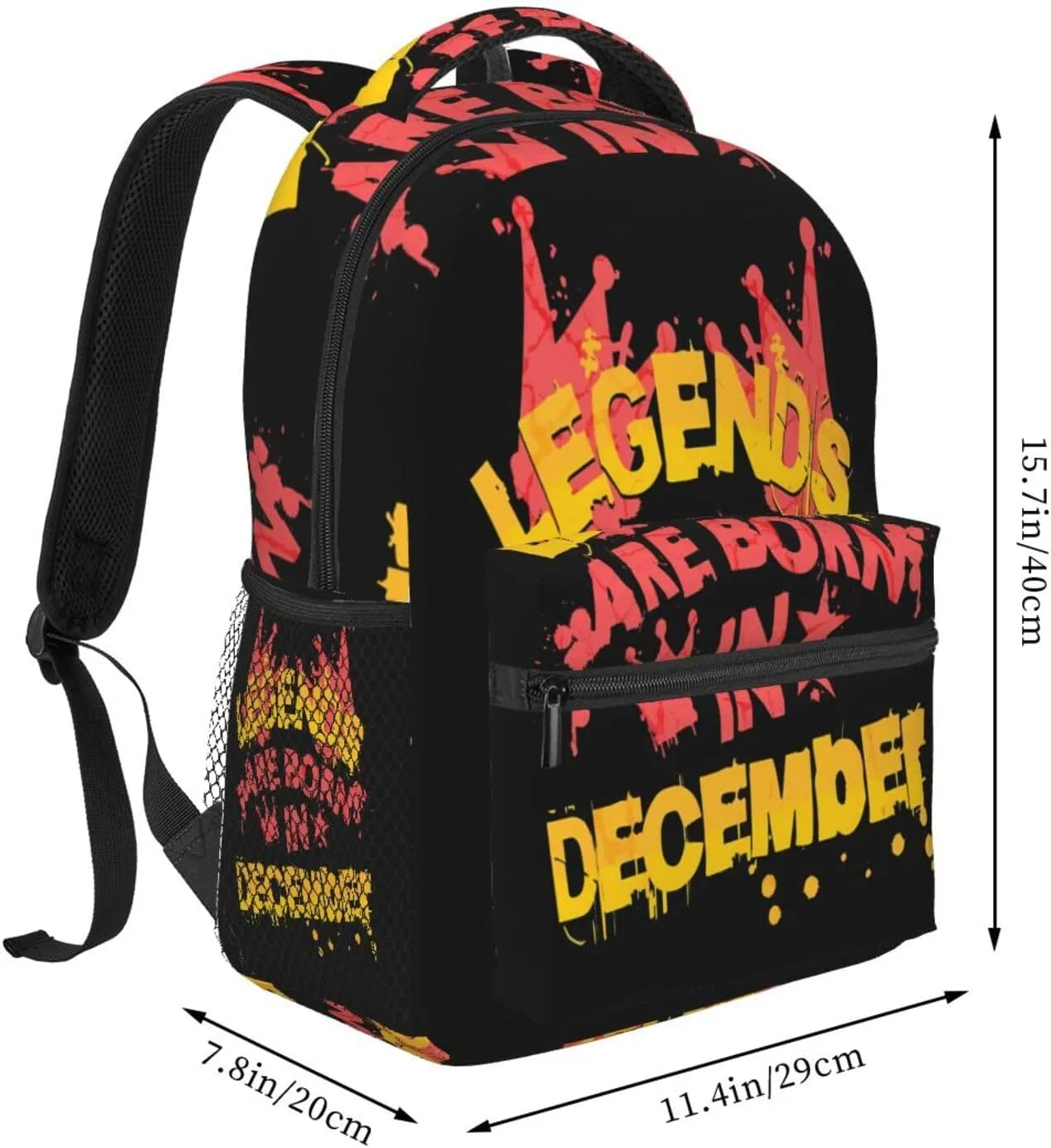 Legends are born in December Casual Backpack Sport Backpacks Work Travel Rucksack Lightweight Laptop Daypack Adjustable Straps Bags with Pockets for Cycling Hiking