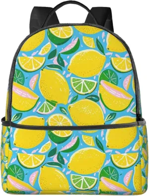 Lemon and Lime Refreshing Adult Backpacks 14 Inch Laptop Backpack Double Shoulder Bag for Work Travel Gifts