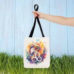 Leo Zodiac Tote Bag with Black Cotton Handles