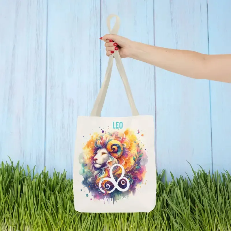 Leo Zodiac Tote Bag with Black Cotton Handles