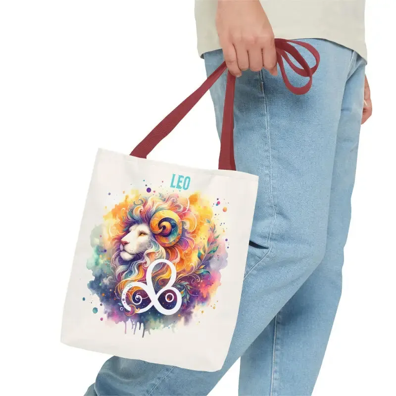Leo Zodiac Tote Bag with Black Cotton Handles