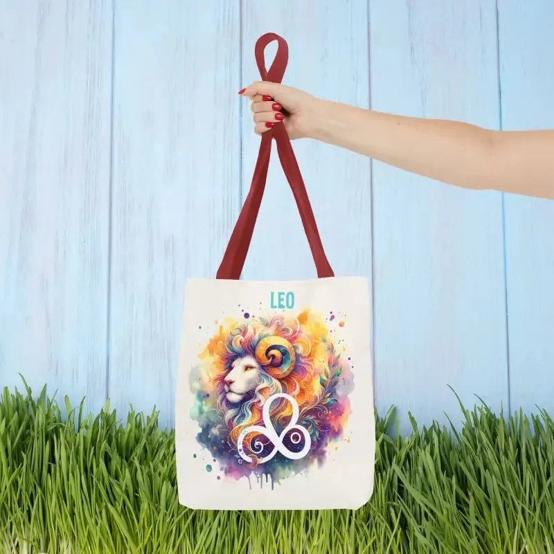 Leo Zodiac Tote Bag with Black Cotton Handles