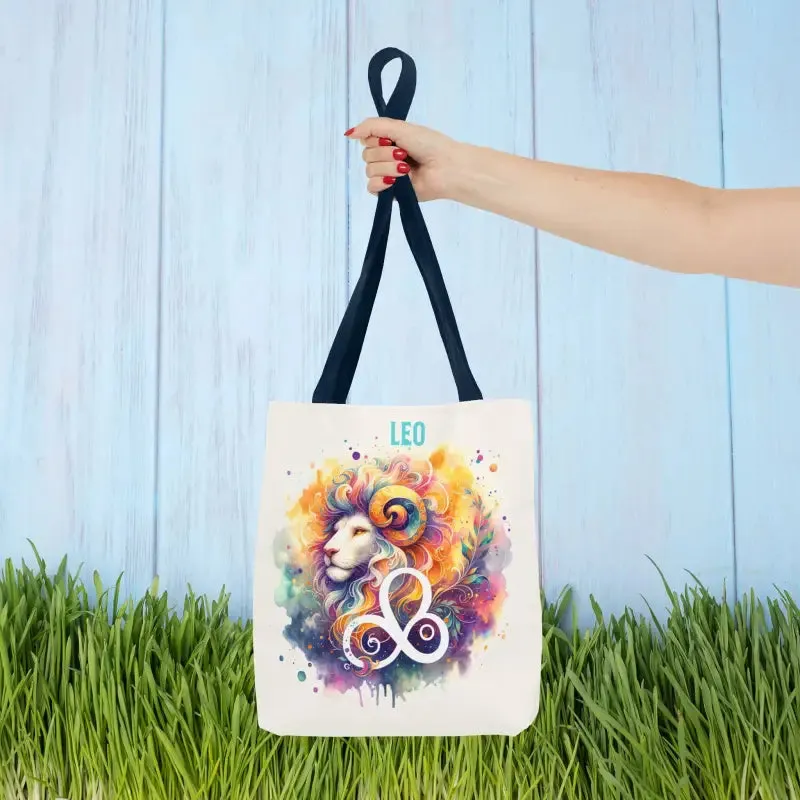 Leo Zodiac Tote Bag with Black Cotton Handles