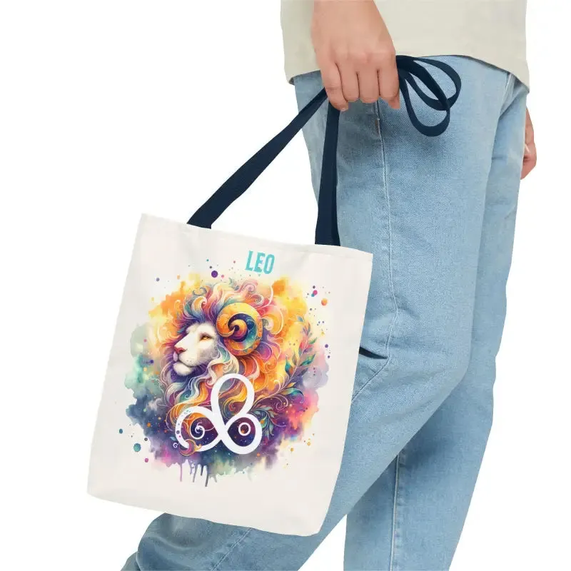 Leo Zodiac Tote Bag with Black Cotton Handles