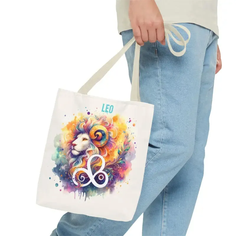 Leo Zodiac Tote Bag with Black Cotton Handles