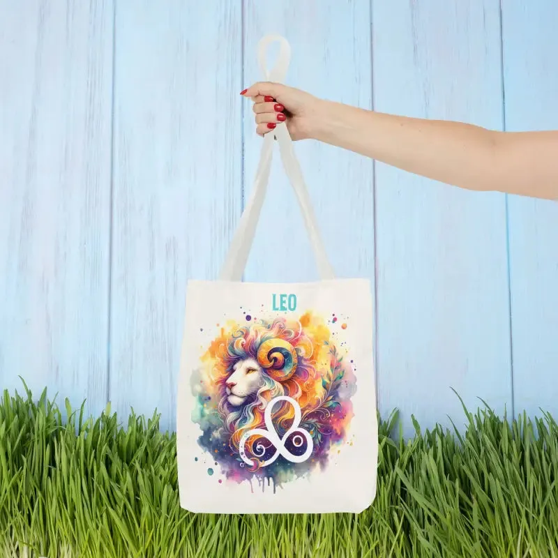 Leo Zodiac Tote Bag with Black Cotton Handles