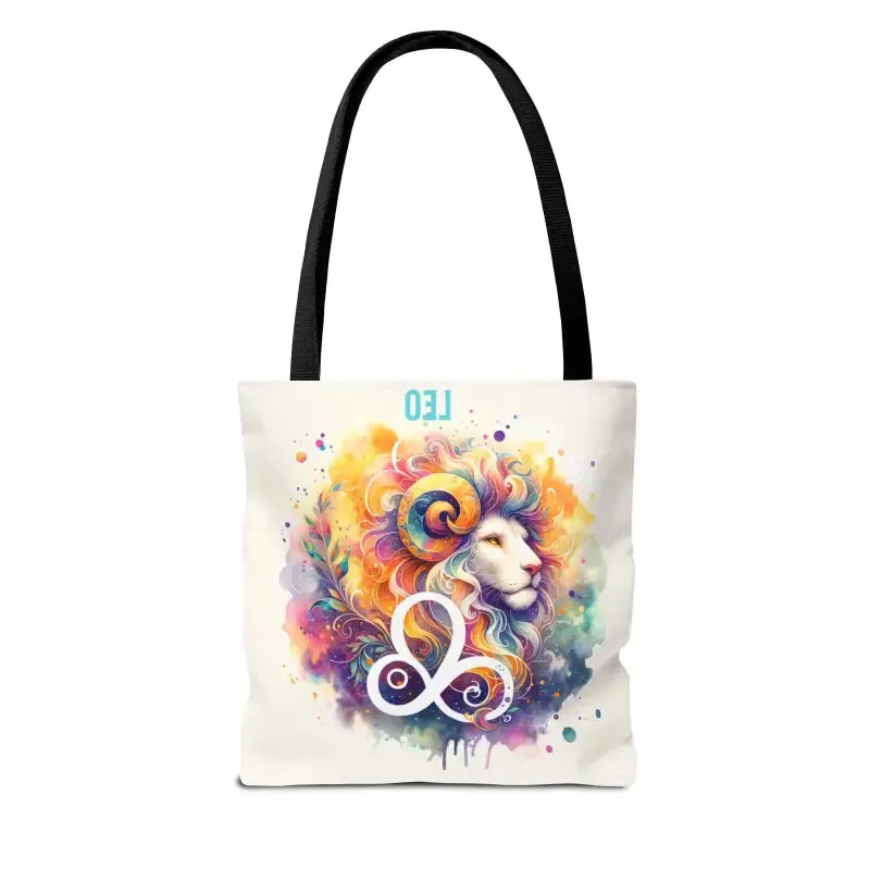 Leo Zodiac Tote Bag with Black Cotton Handles