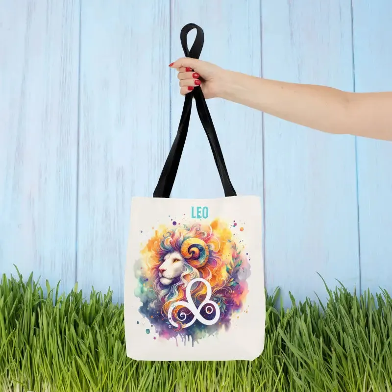 Leo Zodiac Tote Bag with Black Cotton Handles