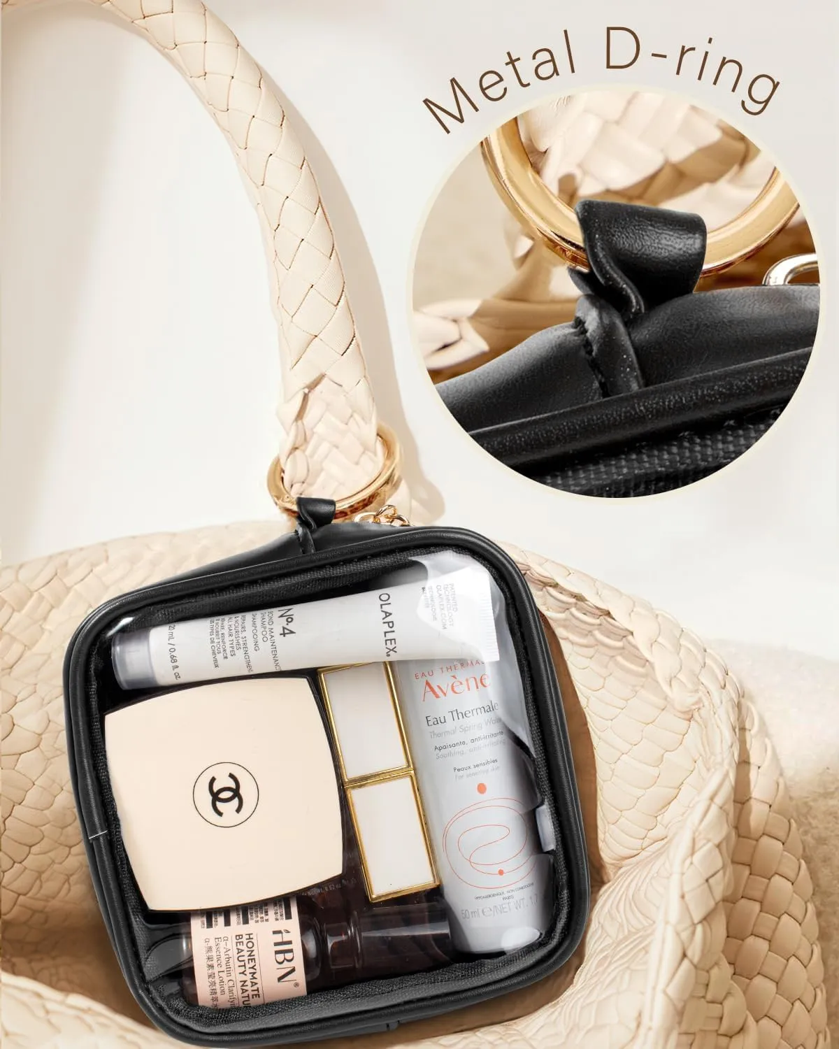 LETGO Clear Makeup Bags Set - TSA Approved Toiletry Bag, Travel Size Toiletries Clear Cosmetic Bags Car Accessories for Men (Large Mini Black)