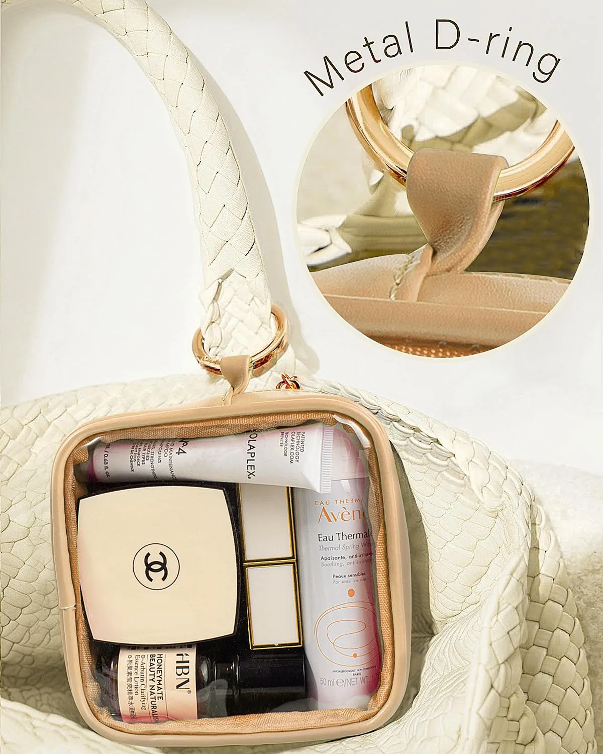LETGO Clear Makeup Bags Set - TSA Approved Toiletry Bag,Clear Toiletry Bags for Traveling Small Makeup Bag for Purse Mini Comestic Bag Car Accessories for Women Men (Large Mini Sand)