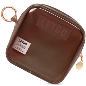 LETGO Small Clear Makeup Bags for Purse-Mini Clear Toiletry Bag,Travel Size Toiletries Clear Cosmetic Bags Purse Essentials Mini Makeup Pouch Car Accessories for Women Men (Mini Chocolate)