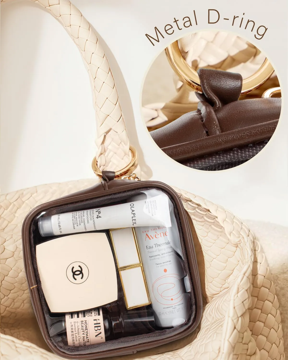 LETGO Small Clear Makeup Bags for Purse-Mini Clear Toiletry Bag,Travel Size Toiletries Clear Cosmetic Bags Purse Essentials Mini Makeup Pouch Car Accessories for Women Men (Mini Chocolate)