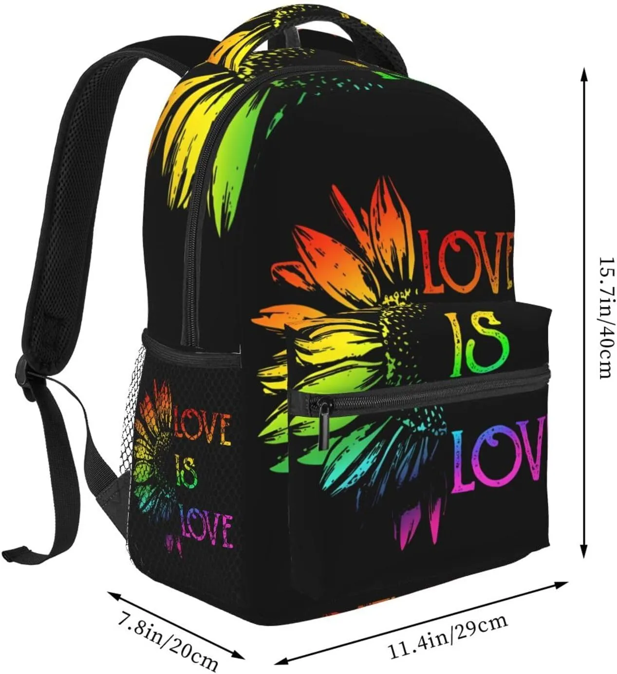Lgbt Rainbow Gay Pride Flag Love Is Love Sunflower Backpacks 15 Inch Laptop Backpack Multipurpose Double Shoulder Bag For Men Women Gifts