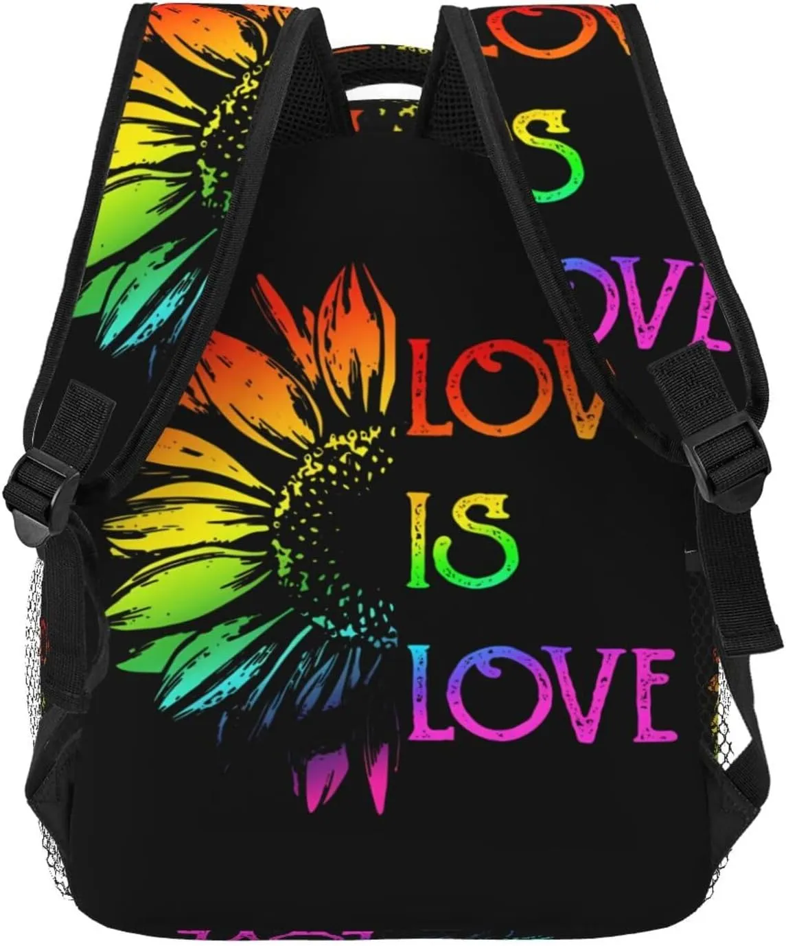 Lgbt Rainbow Gay Pride Flag Love Is Love Sunflower Backpacks 15 Inch Laptop Backpack Multipurpose Double Shoulder Bag For Men Women Gifts