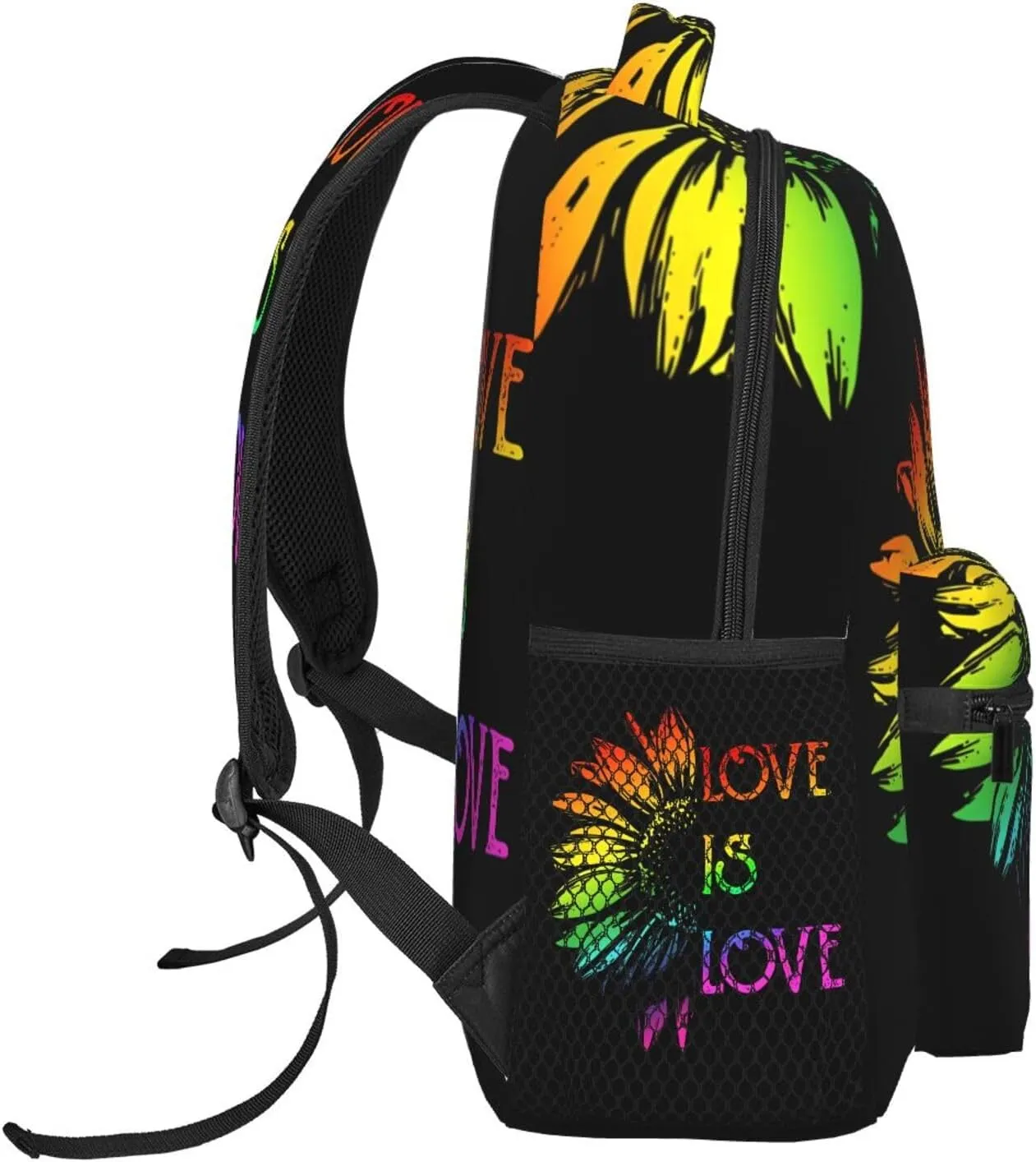 Lgbt Rainbow Gay Pride Flag Love Is Love Sunflower Backpacks 15 Inch Laptop Backpack Multipurpose Double Shoulder Bag For Men Women Gifts