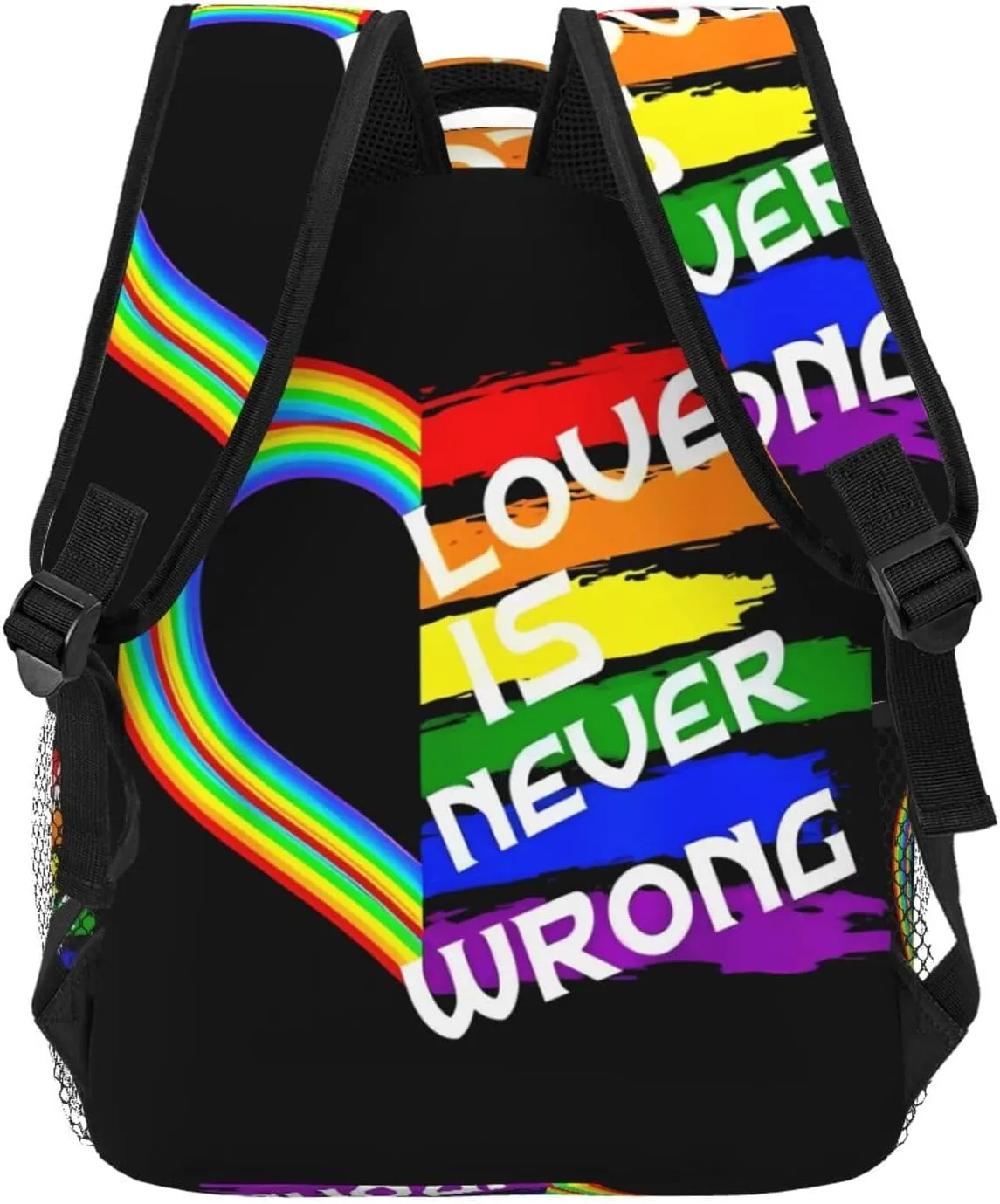 Lgbt Rainbow Gay Pride Flag Love Is Never Wrong Backpacks 15 Inch Laptop Backpack Multipurpose Double Shoulder Bag For Men Women Gifts