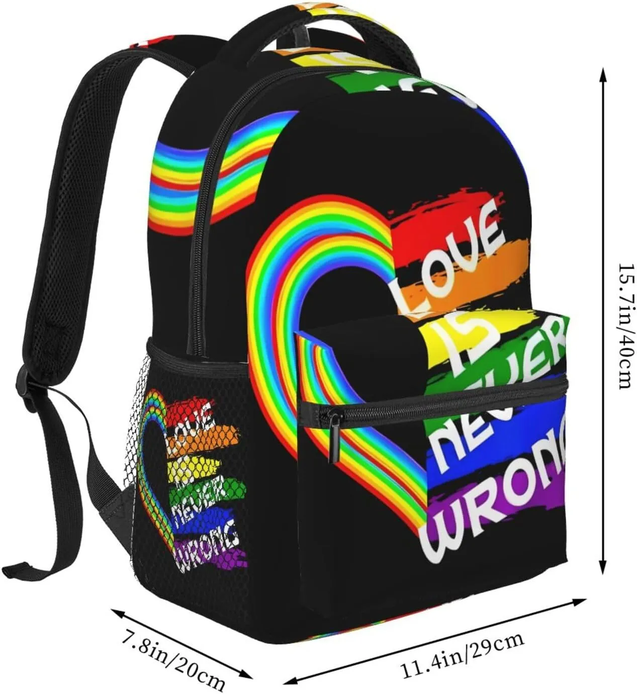Lgbt Rainbow Gay Pride Flag Love Is Never Wrong Backpacks 15 Inch Laptop Backpack Multipurpose Double Shoulder Bag For Men Women Gifts