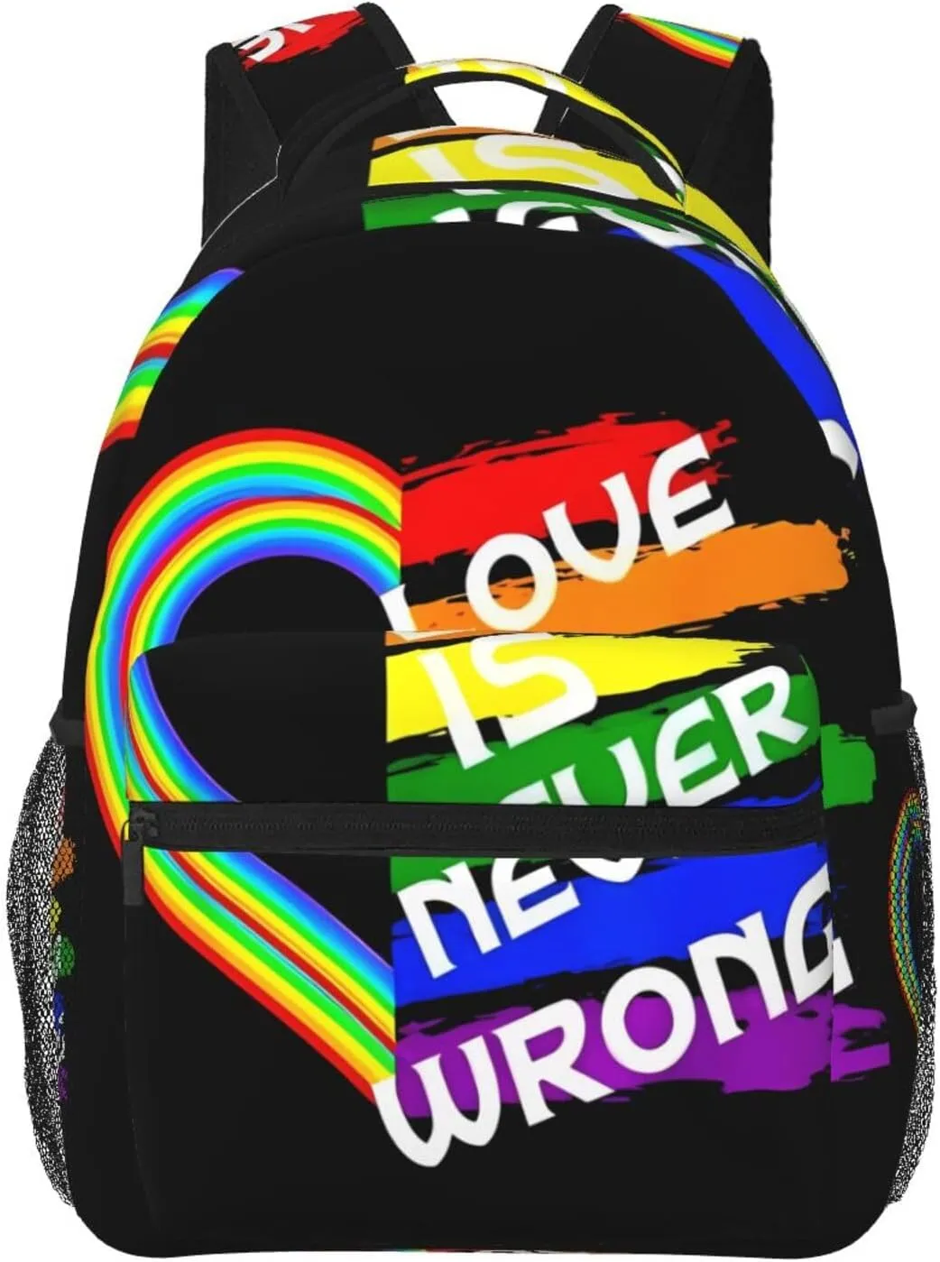 Lgbt Rainbow Gay Pride Flag Love Is Never Wrong Backpacks 15 Inch Laptop Backpack Multipurpose Double Shoulder Bag For Men Women Gifts