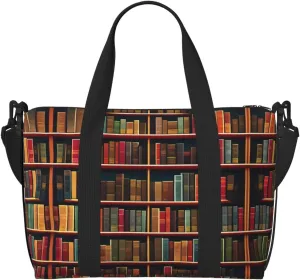 Library Bookshelf Book Women Travel Duffel Bag, Large Weekender Carry-On Tote, Gym Workout Bag,Mommy Hospital Bag