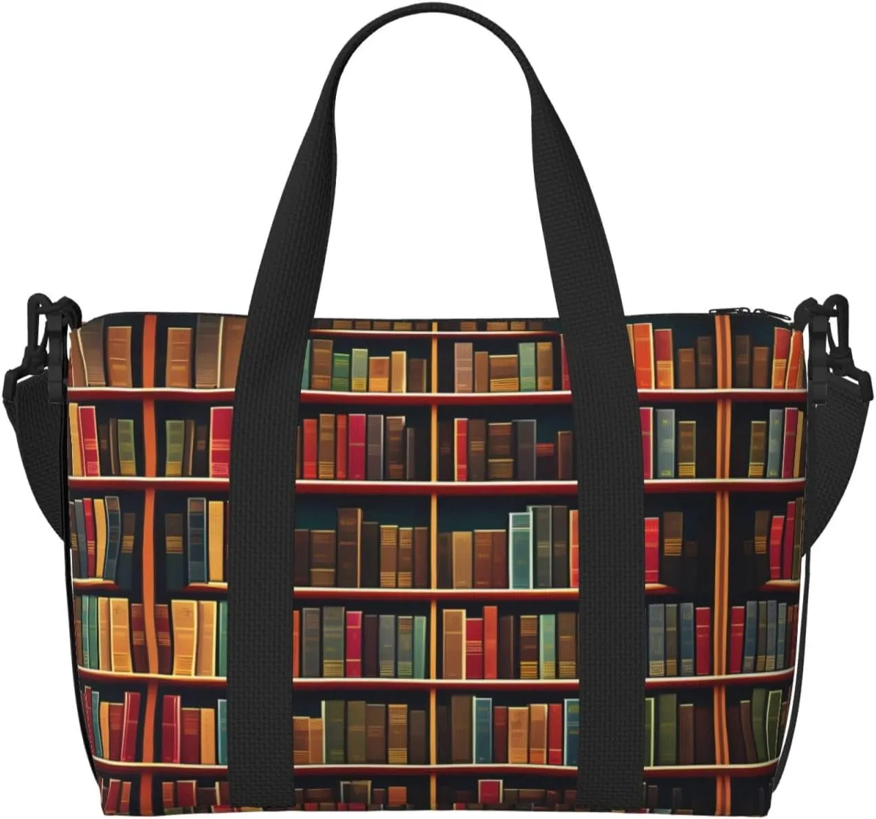 Library Bookshelf Book Women Travel Duffel Bag, Large Weekender Carry-On Tote, Gym Workout Bag,Mommy Hospital Bag