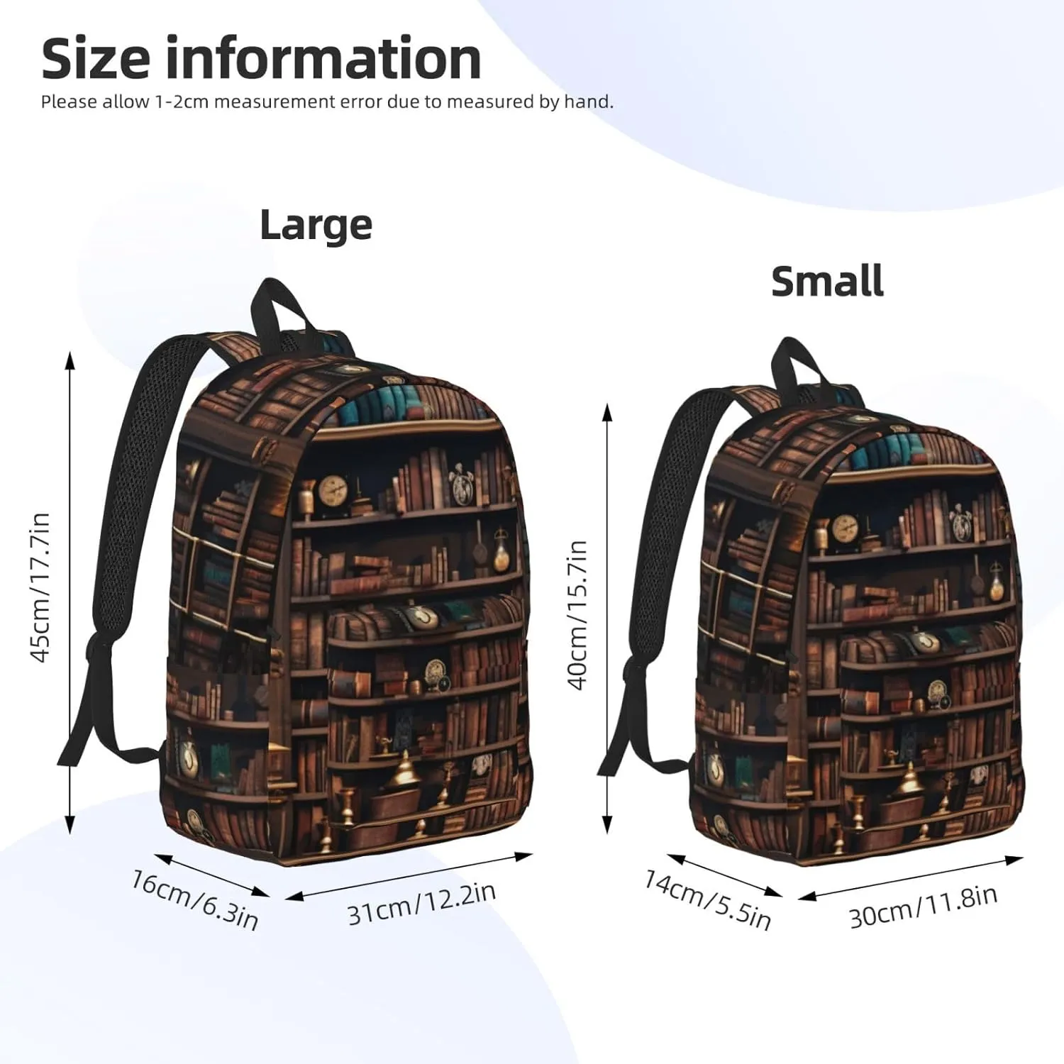 Library Bookshelf Canvas Casual Lightweight Duffel Bag, Fashion Duffel Bag, Unisex Travel Backpack