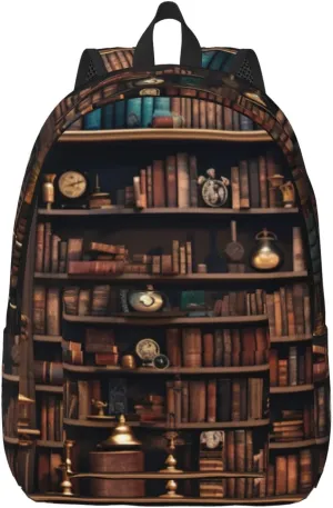 Library Bookshelf Canvas Casual Lightweight Duffel Bag, Fashion Duffel Bag, Unisex Travel Backpack
