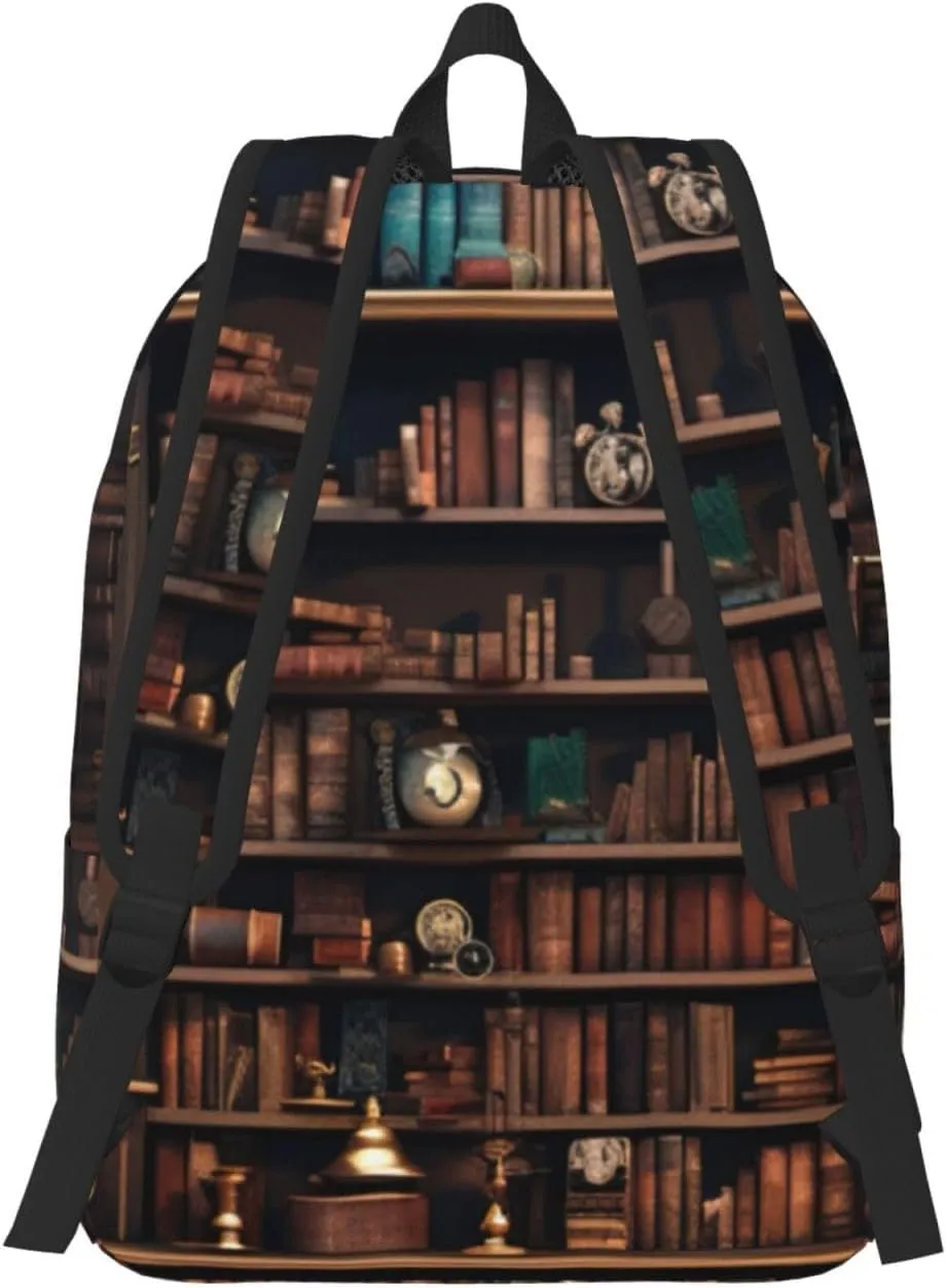 Library Bookshelf Canvas Casual Lightweight Duffel Bag, Fashion Duffel Bag, Unisex Travel Backpack